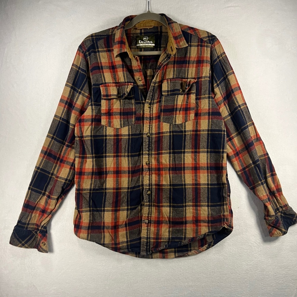 Dravus Plaid Flannel‎ Shirt Button Up Long Sleeve Men Medium Skateboard Grunge